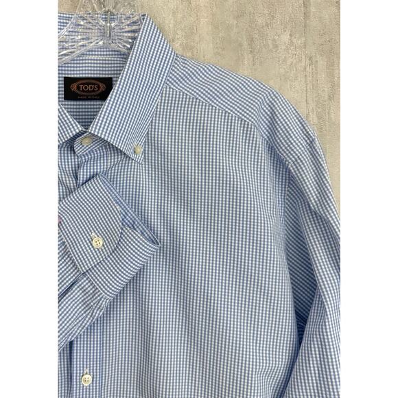 Tod's Made In Italy Shirt Men’s 42/16.5 Plaid Button Up Long Sleeve Designer - Picture 12 of 12